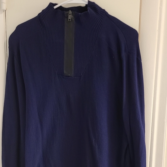 Alfani Mens 1/4 Zip Sweater Dark Blue Size Large - Picture 1 of 4